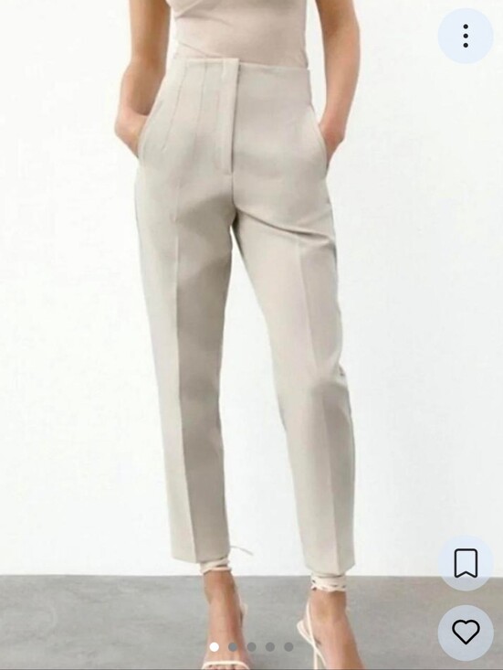 Zara Pants - Zara Beige High-Waist Tailored Trousers